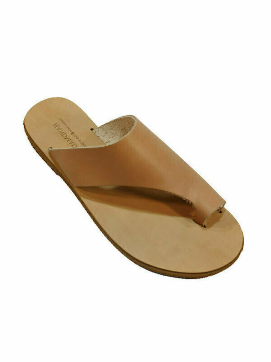 Women's leather sandals in natural color
