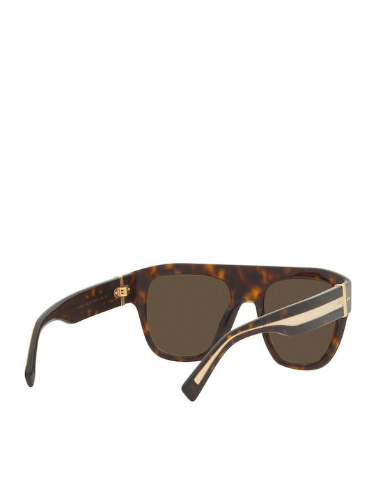 Dolce & Gabbana Women's Sunglasses with Gold Tartaruga Horn-Rimmed Frame and Brown Lenses DG4398 502/73