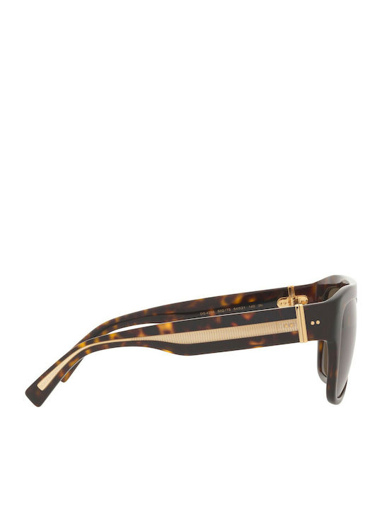 Dolce & Gabbana Women's Sunglasses with Gold Tartaruga Horn-Rimmed Frame and Brown Lenses DG4398 502/73