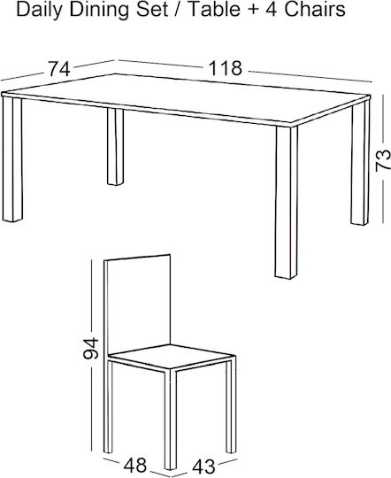 Трапезария Daily 5бр White / Dark Oak 118x74бр