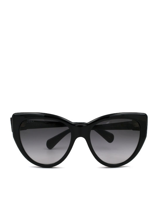 Gucci Damentragen Sonnenbrille mit Schwarzem Horn umrandetem Rahmen und Grauer Verlaufsfarbe Gläser GG0877S 001