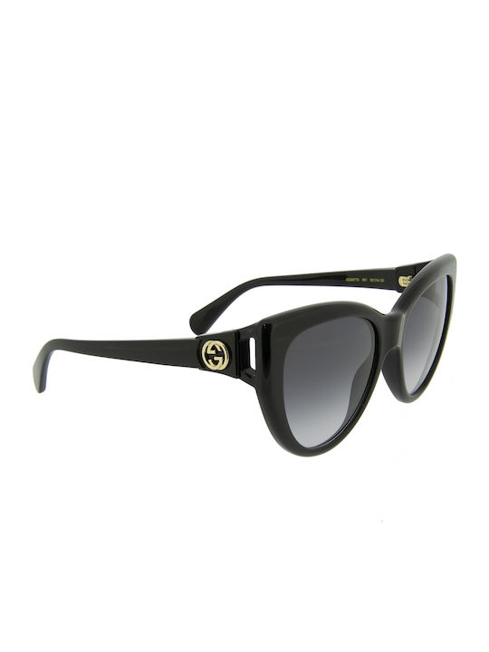 Gucci Damentragen Sonnenbrille mit Schwarzem Horn umrandetem Rahmen und Grauer Verlaufsfarbe Gläser GG0877S 001