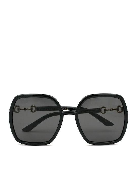 Gucci Damentagessonnenbrille mit Schwarzem Horn umrandetem Rahmen und Grauen Gläser GG0890S 001