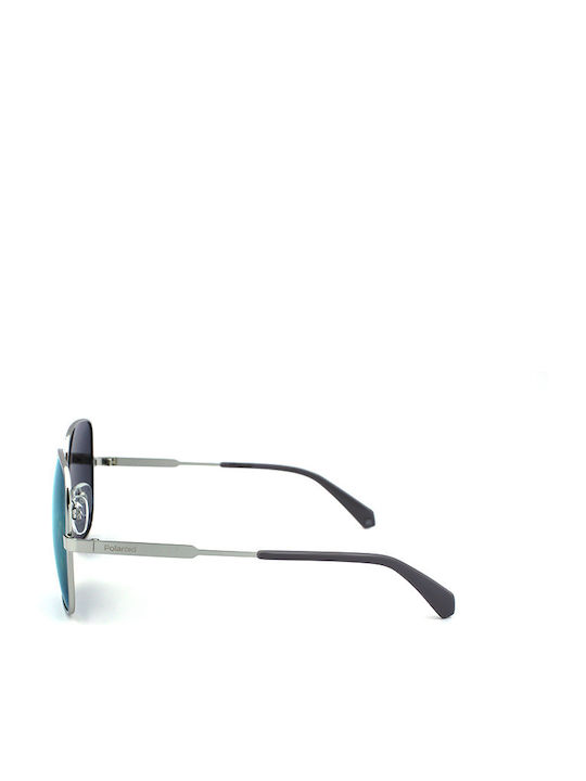 Polaroid Women's Sunglasses with Silver Metal Frame and Purple Polarized Mirror Lens PLD6060/S B6EMF