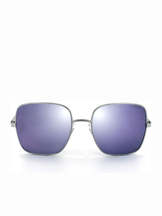 Polaroid Women's Sunglasses with Silver Metal Frame and Purple Polarized Mirror Lens PLD6060/S B6EMF