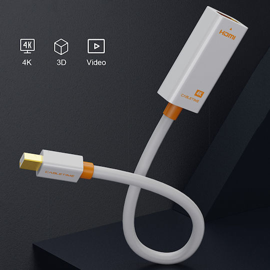 Cabletime AV589 Μετατροπέας mini DisplayPort male σε HDMI female Λευκό 1τμχ