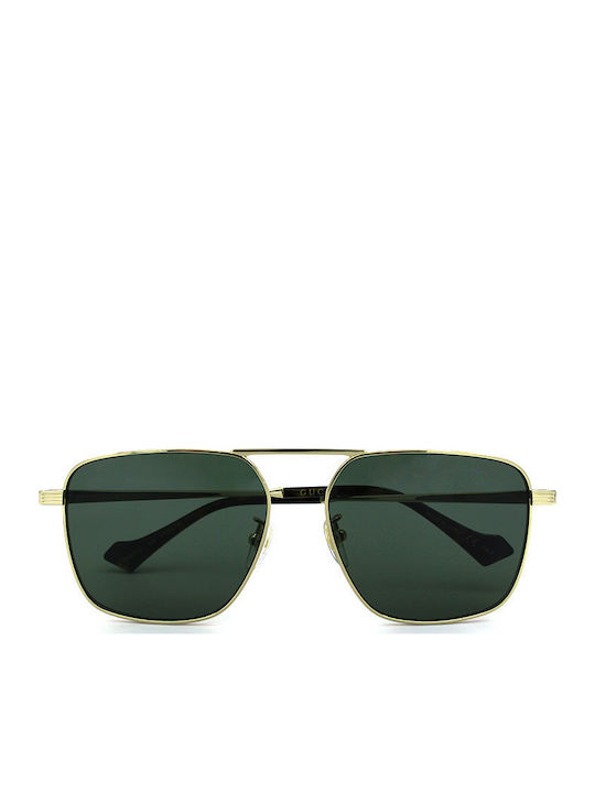 Gucci Unisex Sunglasses with Gold Metal Frame and Green Mirror Lens GG0743S 004