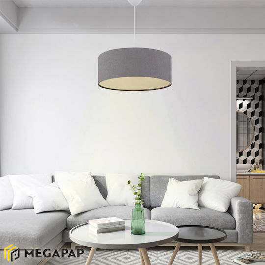 Megapap Monahan Висящо Осветително Тяло Сив с Цокъл E27 38x20x70см.