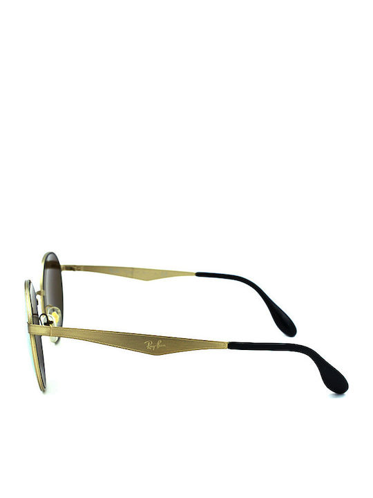 Ray Ban Round Metal Unisex Sunglasses with Gold Metal Frame and Pink Mirror Lens RB3537 001/2Y