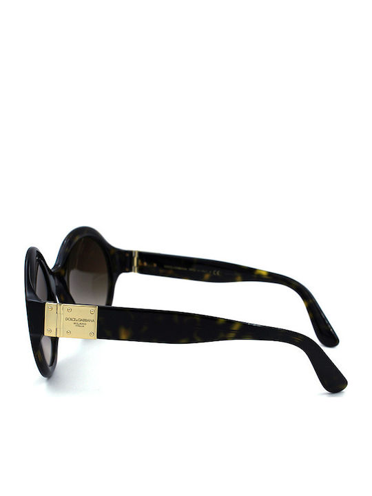 Dolce & Gabbana Women's Sunglasses with Gold Tartaruga Horn-Rimmed Frame and Brown Gradient Lenses DG4331 502/13