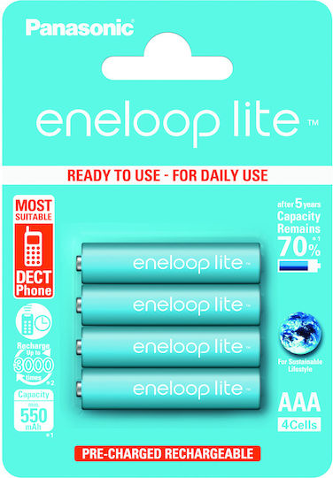 Panasonic Eneloop Lite Презареждащи батерии AAA Ni-MH 550mAh 1.2V 4бр