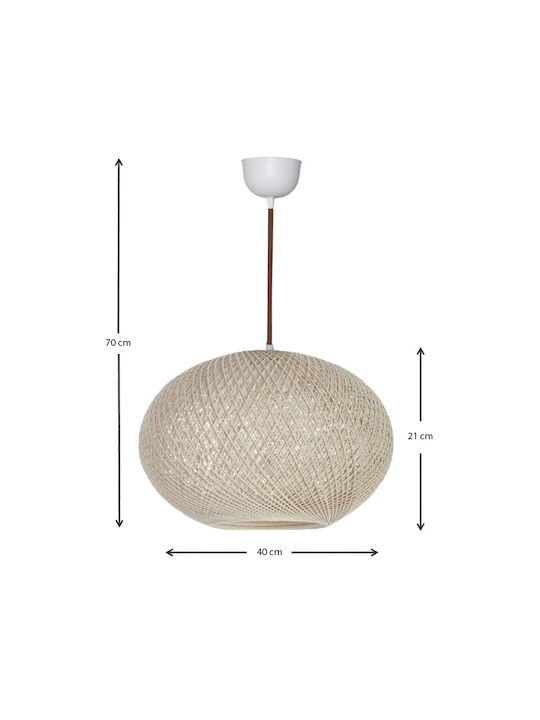 Megapap Adrian Pendant Light Beige with Rope for Socket E27 40x21x70cm