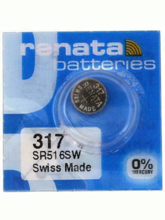 Renata 317/SR516SW Μπαταρία Silver Oxide Ρολογιών SR516 1.55V 1τμχ