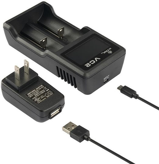 XTAR VC2 USB Charger 2 Batteries Li-ion/Ni-MH Size 18650/16340/26650/14500