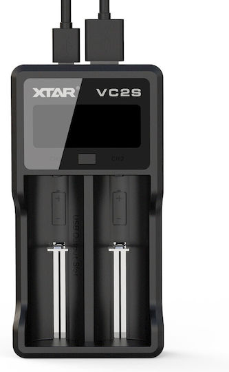 XTAR VC2S Φορτιστής 2 Μπαταριών Li-ion/Ni-Cd/Ni-MH Μεγέθους AA/AAA/18650