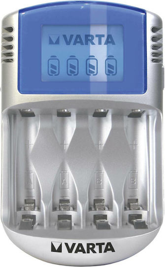 Varta LCD Charger 4 Batteries Ni-MH Size AA/AAA Set with 4x AA 2500mAh in Gray color