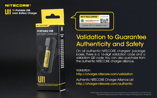 NiteCore UI1 USB Charger Batteries Li-ion Size 18650/16340/26650/14500