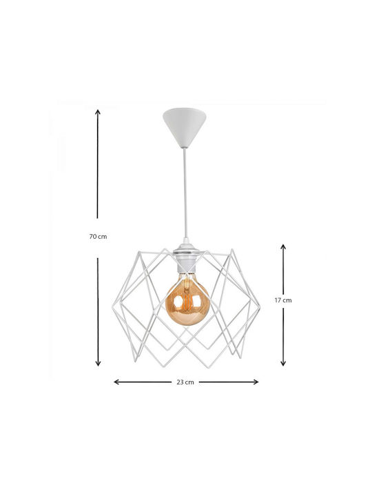 Megapap Pyant Pendant Light White Grid with Socket E27 23x17x70cm