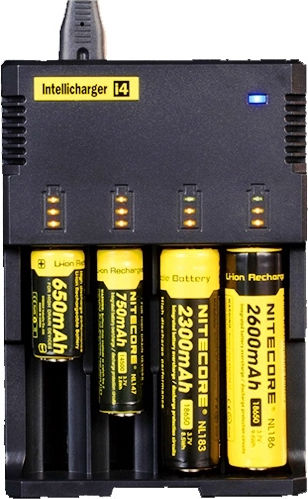 NiteCore i4 Φορτιστής 4 Μπαταριών Li-ion/Ni-Cd/Ni-MH Μεγέθους AA/AAA/18650/16340/26650/14500