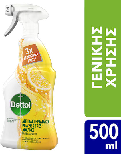 Dettol Power & Fresh Advance Καθαριστικό Spray Γενικής Χρήσης με Απολυμαντική Δράση Λεμόνι & Λάιμ 500ml