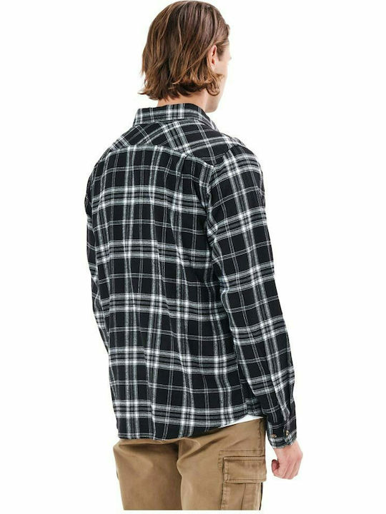 Basehit Men's Shirt Long Sleeve Checked Black