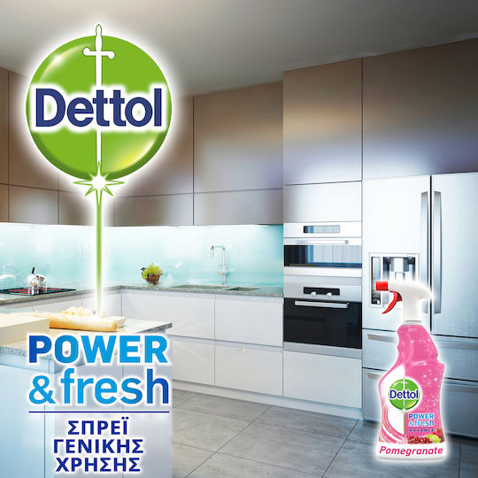 Dettol Power & Fresh Advance Spray de Curățare de Utilizare Generală cu Acțiune de Dezinfectare Rodie și lămâie verde 1x500ml