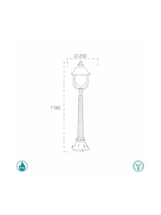 Fan Europe Venezia Φωτιστικό Κολωνάκι Εξωτερικού Χώρου 60W IP44 για Ντουί E27 Χάλκινο