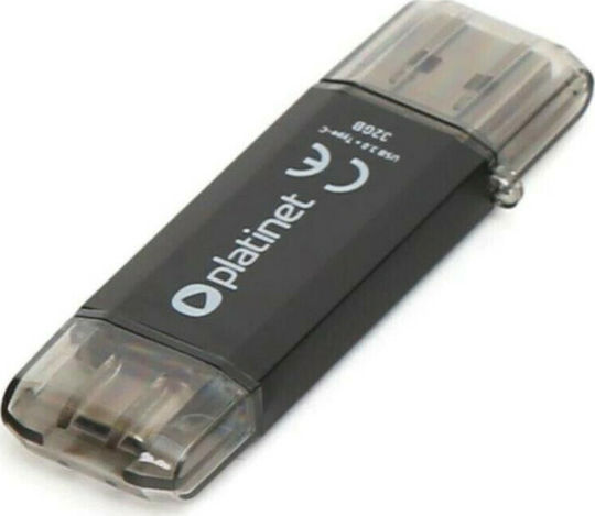 Platinet C-Depo 128GB USB 3.0 Stick με σύνδεση USB-A & USB-C Μαύρο