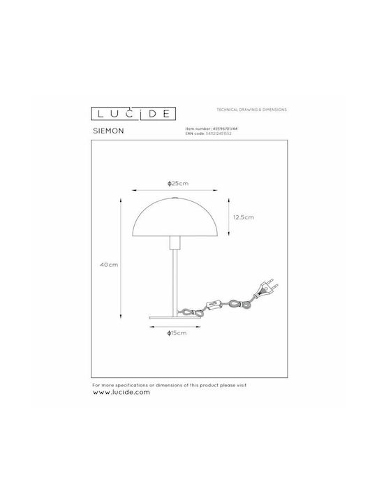 Lucide Lightning Siemon Metal Table Lamp for Socket E14 with Yellow Shade and Base