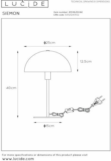 Lucide Lightning Siemon Metal Table Lamp for Socket E14 with Yellow Shade and Base