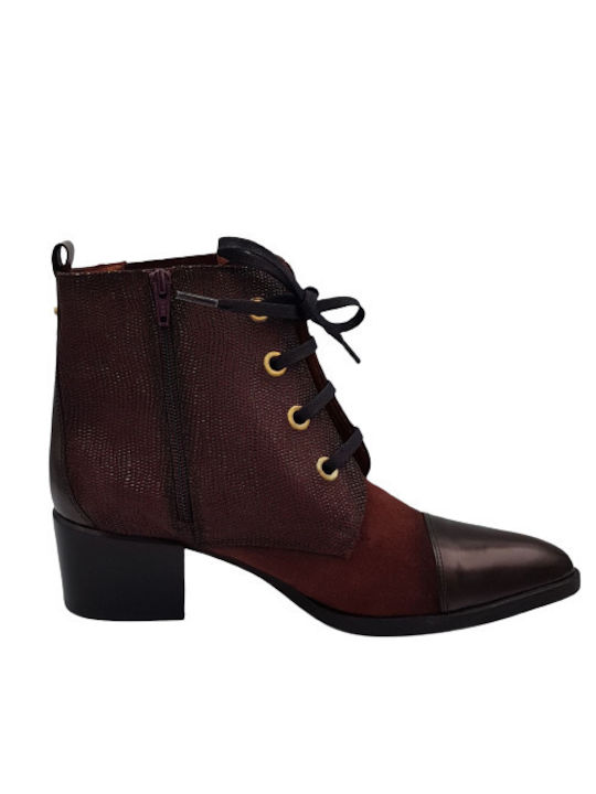 Hispanitas Suede Women's Ankle Boots with Medium Heel Liverpool Bordeaux