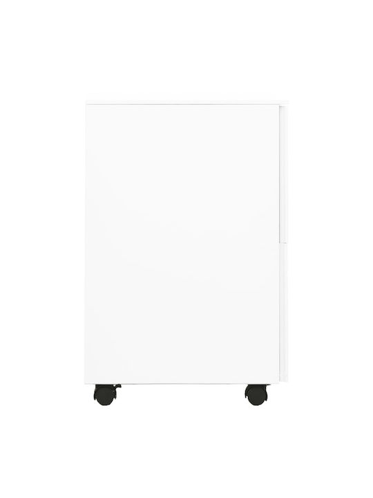 Schublade Büro mit Rollen & Schloss White 39x45x67cm