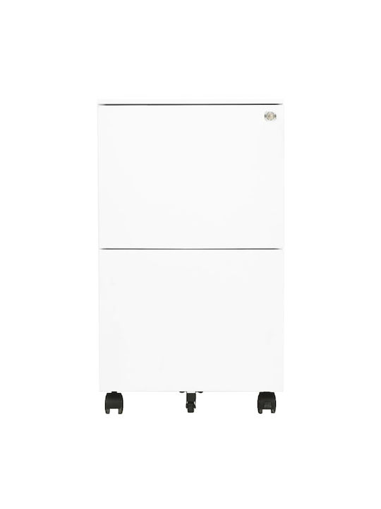 Schublade Büro mit Rollen & Schloss White 39x45x67cm