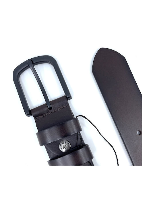 Wide Men's Belt Leather Coffee