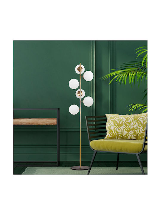 Fazli Vintage Floor Lamp H163xW35cm. with Socket for Bulb E14 Gold