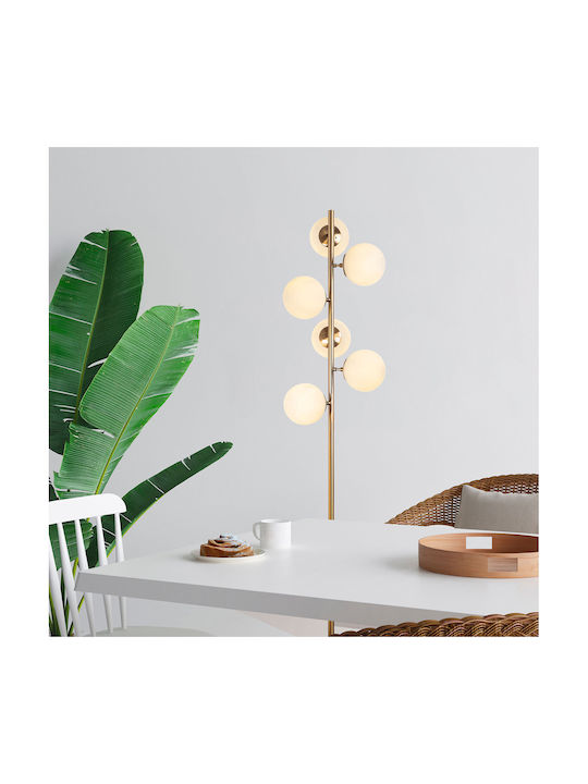 Fazli Vintage Floor Lamp H163xW35cm. with Socket for Bulb E14 Gold