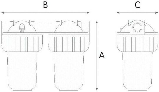 Atlas Filtri Mignon Duplex Plus S-3P SX AS Water Filtration System Double Central Supply / Under Sink Micron ½"