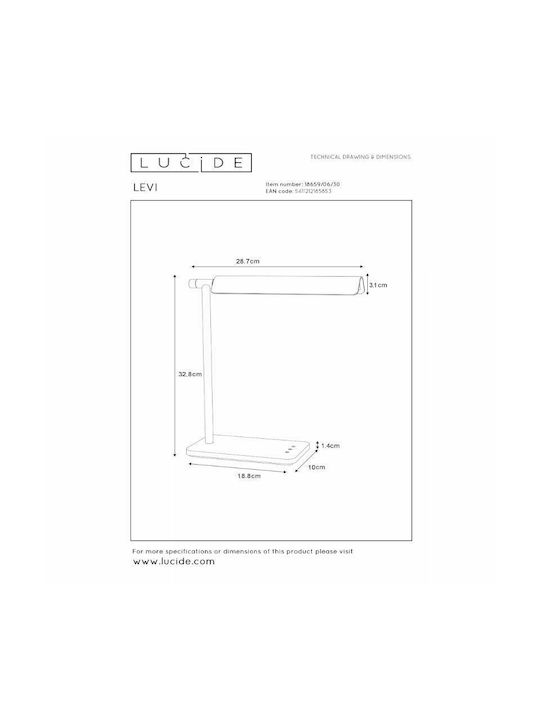 Lucide Lightning Levi LED Φωτιστικό Γραφείου σε Μαύρο Χρώμα