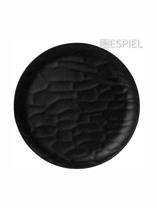 Espiel Wavy Plate Shallow made of Melamine Matte Black with Diameter 25cm