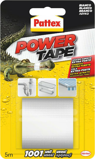Pattex Power Λευκή Αυτοκόλλητη Υφασμάτινη Ταινία Λευκή 5mx50mm Pattex Power Λευκή Αυτοκόλλητη Υφασμάτινη Ταινία Λευκή 5mx50mm