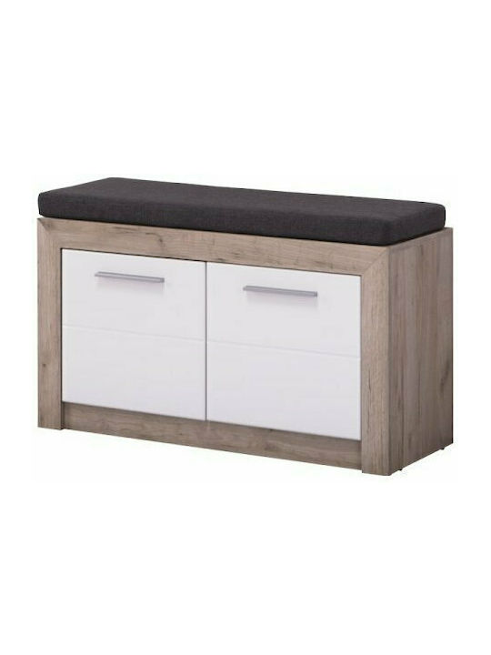 Astor Kom Entry Furniture with Shoe Rack & Bench Grey Oak / White 93x35x55.5cm