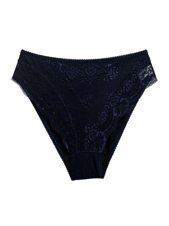 -C Γυναικείο Slip με Δαντέλα Navy Μπλε