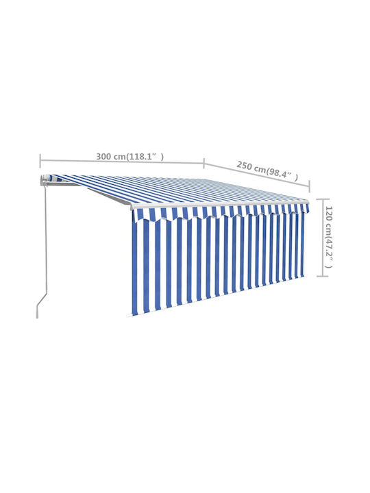 vidaXL Zelt Terrasse Blue / White 3x2.5m