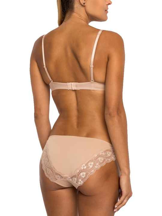 Lovely Micro Tai Women's Slip with Lace Beige