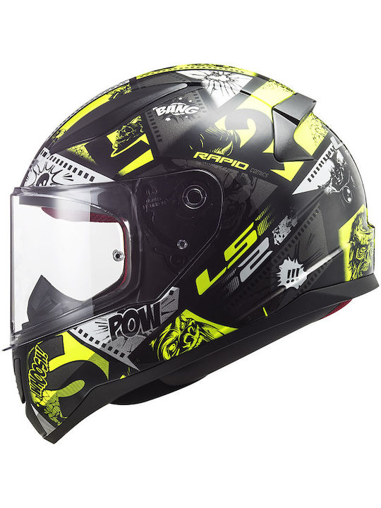 LS2 Rapid Mini Vignette Black/H-V Yellow Kids Motorcycle Helmet Full Face ECE 22.05 1200gr