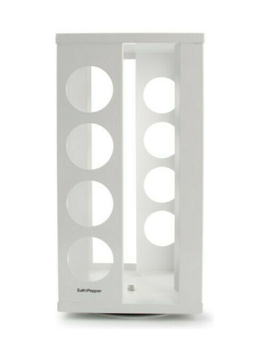 Salt & Pepper Glass Tabletop Rotating Spice Rack White 16pcs