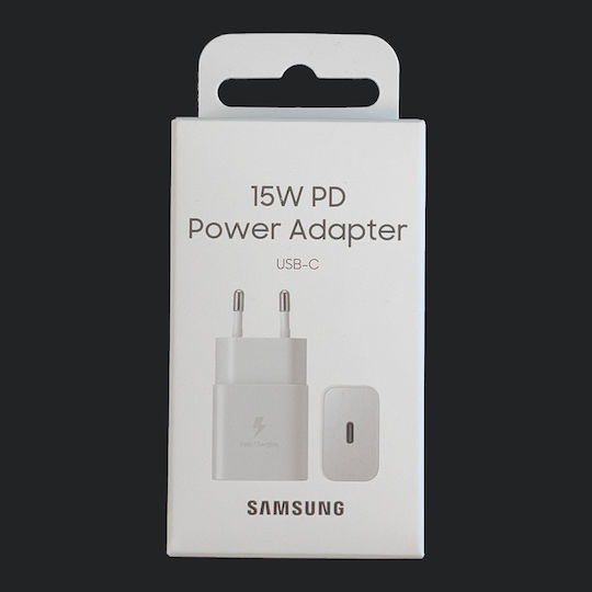 Samsung Charger Without Cable with USB-C Port 15W Power Delivery Whites (EP-T1510N)