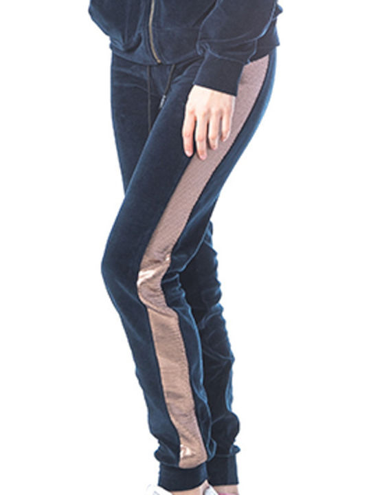 Paco & Co Damen-Sweatpants Jogger Blau Samt