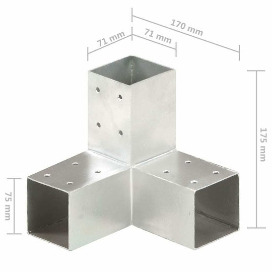 vidaXL Σύνδεσμος για Πέργκολα από Μέταλλο 71x71cm 4τμχ