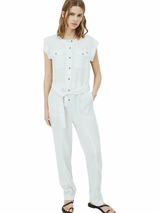 Uli Women's Denim Sleeveless One-piece Suit White